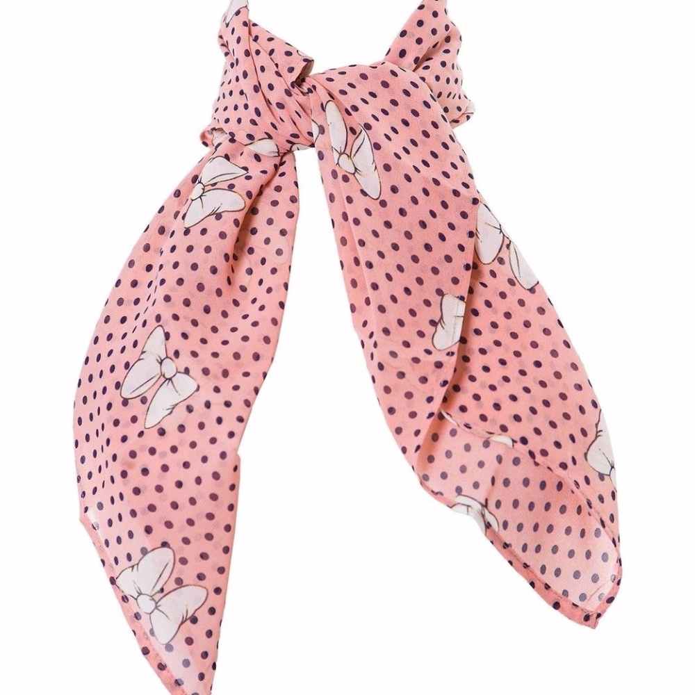 Tatyana 50s Chiffon Hair Scarf Pink Polka Dot Bows